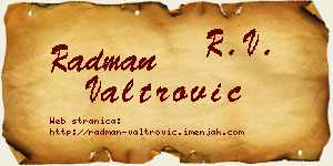 Radman Valtrović vizit kartica